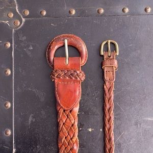Vintage braided leather belts ~40” long
